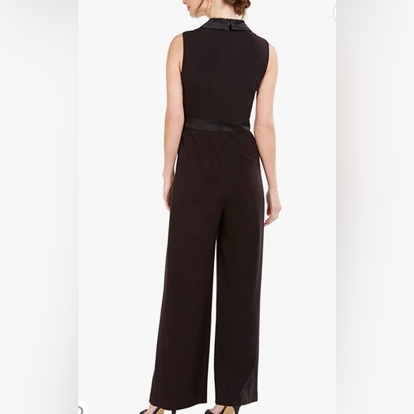 Vince Camuto Wide-Leg Long V-Neck Jumpsuit 🤍🖤 with Satin Neck & Waist 🤍🖤 - Picture 6 of 7